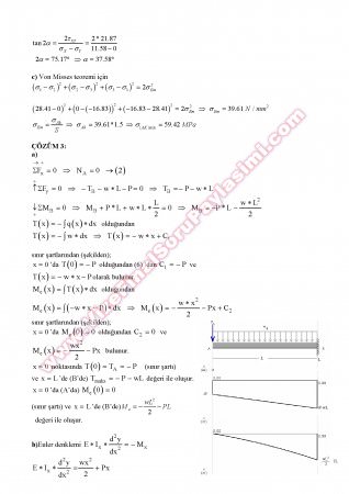 Mukavemet 2 Vize Soruları ve Çözümleri - 2008