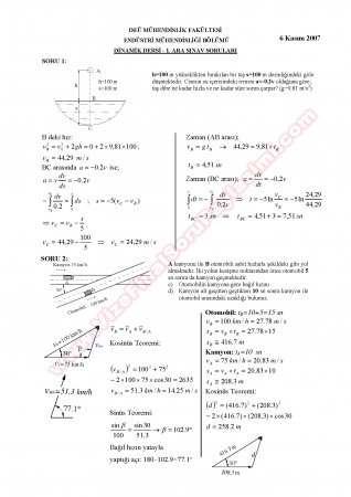 Dinamik Dersi Vize Soruları - 2007