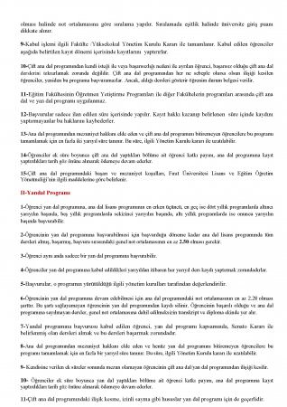 2014-2015 Eğitim -Öğretim Yılı Çift Anadal Ve Yan Dal Başvuru Şartları Ve Kontenjanları