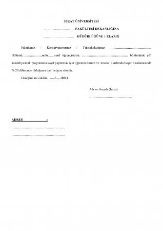 2014-2015 Eğitim -Öğretim Yılı Çift Anadal Ve Yan Dal Başvuru Şartları Ve Kontenjanları
