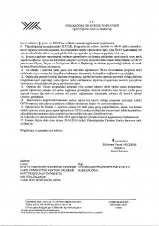 Yatay Geçiş Şartları 2014