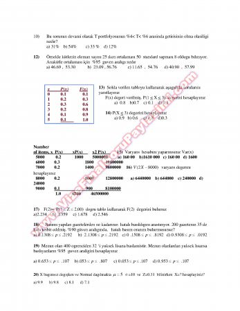 istatislik Dersi Vize Soruları