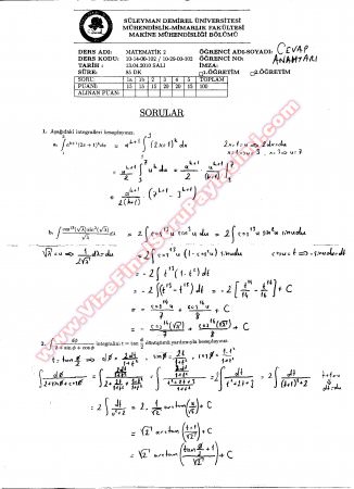 Matematik-2 Sınav Soruları - 2010