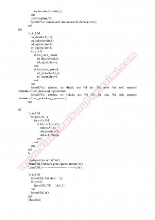 Algoritma ve Programlama Final Soruları