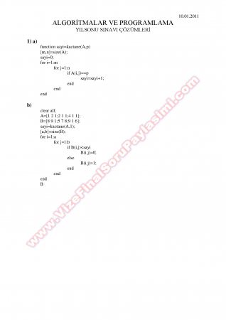 Algoritma ve Programlama Final Soruları