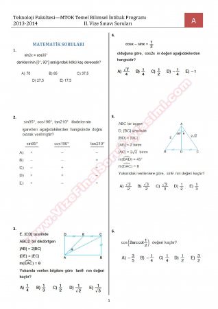 Tem. Bilimsel intibak  Prog. 2. Vize Soruları
