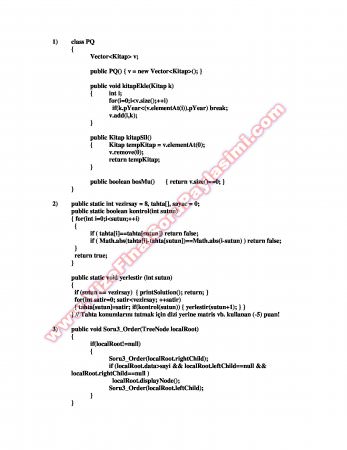 Veri Yapıları Dersi Vize Soruları - 2009