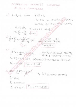 Akışkanlar Mekaniği Kısa Sınav Soruları-2