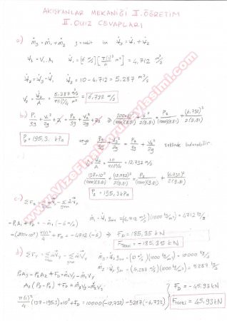 Akışkanlar Mekaniği Kısa Sınav Soruları-2 ( 2. Öğretim)