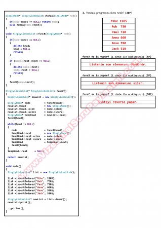 Veri Yapıları Dersi Vize Soruları - 19.11.2013