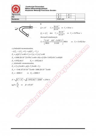 Akışkanlar Mekaniği Final Soruları