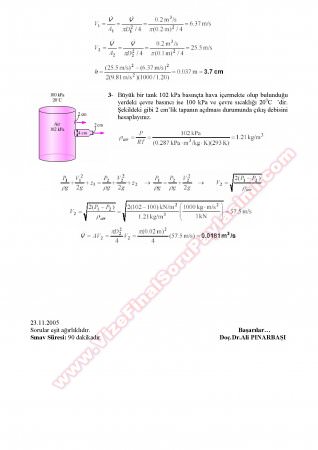 Akışkanlar Mekaniği Final Soruları