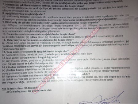 Isıl İşlemler Dersi Vize Soruları - 2008