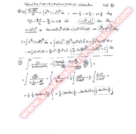 Matematik-2 Vize Soruları Ve Cevapları-2013