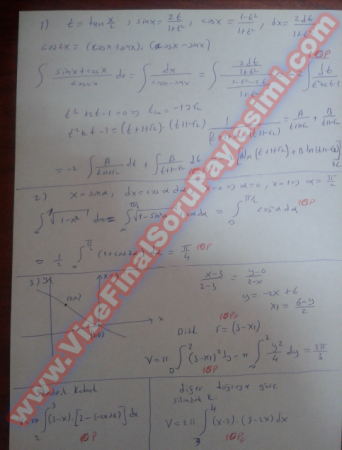 Matematik-2 Final Soruları Ve Cevapları-2014