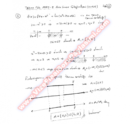 Matematik-1 Vize Soruları Ve Cevapları-2012
