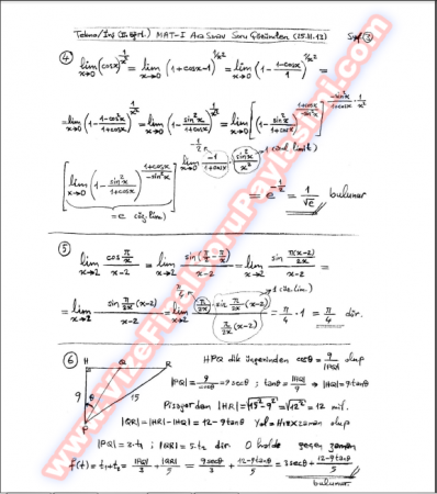 Matematik-1 Vize Soruları Ve Cevapları-2013