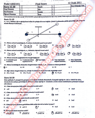 Fizik 1 Final Soruları-2011
