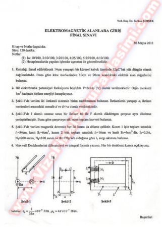 Elektromagnetik Alana Giriş Final  Soruları-2011