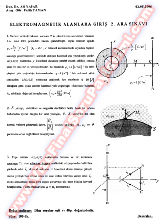 Elektromagnetik Alana Giriş Vize Soruları Ve Çözümleri-2006