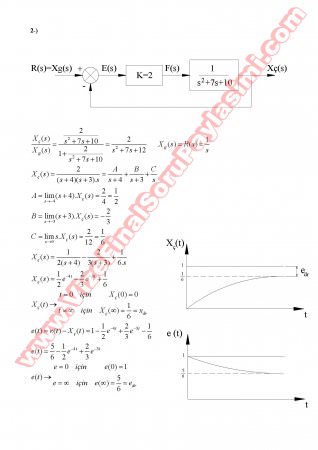 Sistem Dinamiği Ve Kontrol Dersi  Final Soruları Ve Cevapları-2009