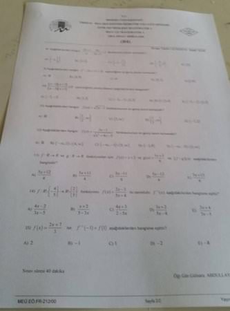 Matematik-1 Vize Soruları - 2014