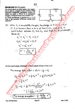 Fizik-2 Final Soruları Ve Cevapları-2000