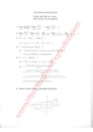 Matematik-1 Final Soruları Ve Cevapları
