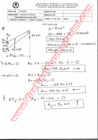 Statik Final Soruları Ve Cevapları-2010