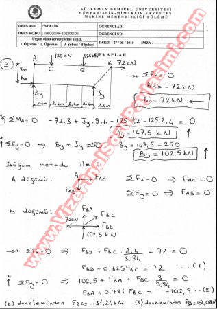 Statik Final Soruları Ve Cevapları-2010