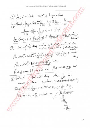 Matematik-1 Final Soruları Ve Cevapları-2014