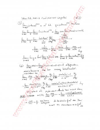 Matematik-1 Final Soruları Ve Cevapları-2013