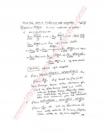 Matematik-1 Final Soruları Ve Cevapları-2013