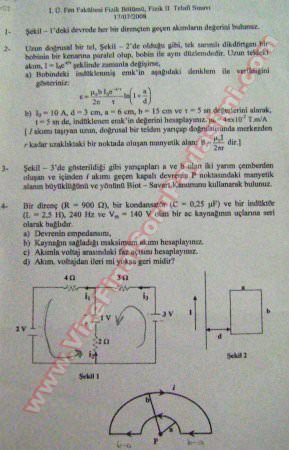 Fizik-2 Telafi Sınavı Soruları-2008