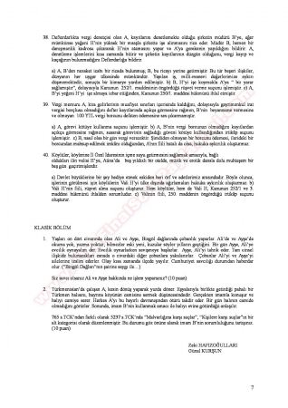 Ceza Hukuku Özel Hükümler Dersi Final Soruları