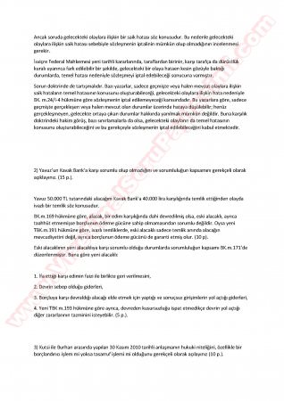 Borçlar Hukuku Genel Hükümler Bütünleme Soruları Ve Cevapları