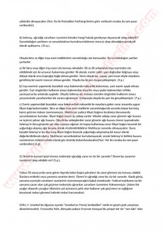 Borçlar Hukuku Genel Hükümler Bütünleme Soruları Ve Cevapları