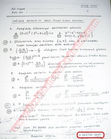 Analiz-4 Final Soruları-2007