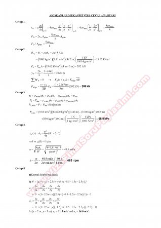 Akışkanlar Mekaniği 2. Vize Soruları ve Çözümleri