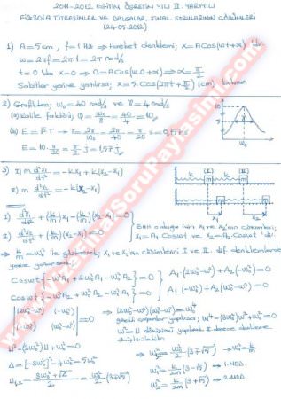 Titreşimler Ve Dalgalar Final Soruları Cevapları-2012
