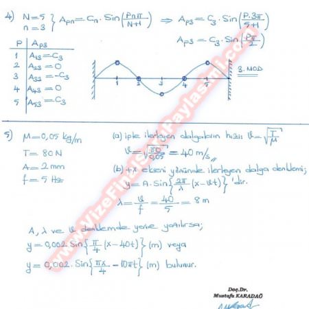 Titreşimler Ve Dalgalar Final Soruları Cevapları-2012