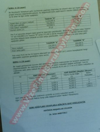 Mühendislik Ekonomisi Final Soruları-2007