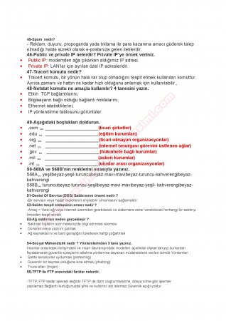 Ağ Sistemleri Dersi Çalışma Soruları