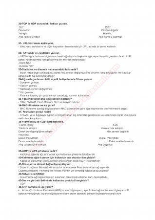 Ağ Sistemleri Dersi Çalışma Soruları