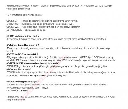 Ağ Sistemleri Dersi Çalışma Soruları