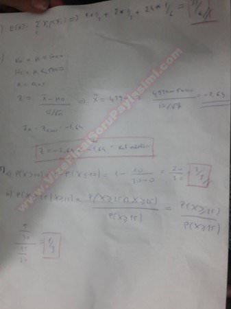 İstatistik ve Olasılık Final Soruları - 2015
