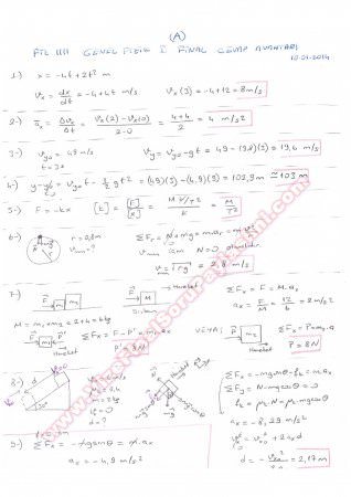 Fizik-1 Final Soruları ve Çözümleri - 2014