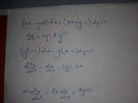 Matematik-1 Sınav Soruları - 2012