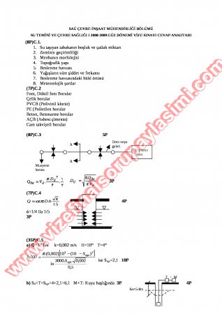 Su Temini Ve Çevre  Sağlığı-1 Vize Soruları Ve Cevapları