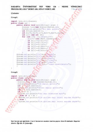 Nesne Yönelimli Programlama Vize Soruları Ve Cevapları-2009